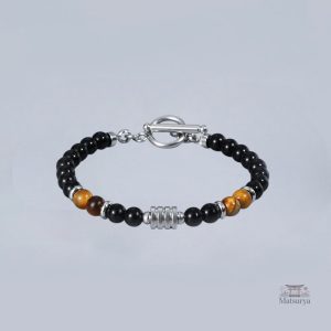 Bracelet japonais en agate et oeil de tigre