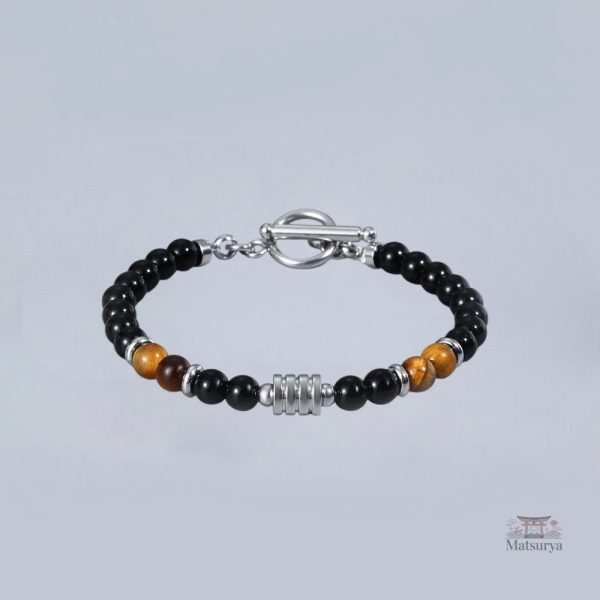 Bracelet japonais en agate et oeil de tigre