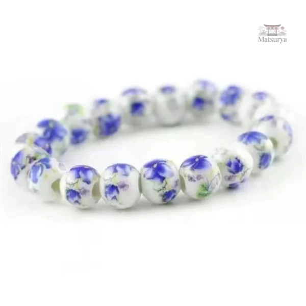 Bracelet fleuri en perles céramiques