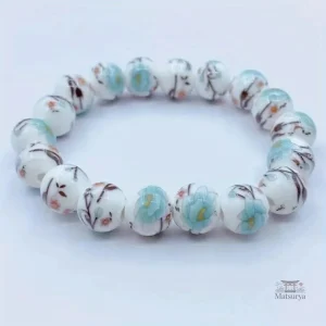 Bracelet Perles Céramique avec motif floral