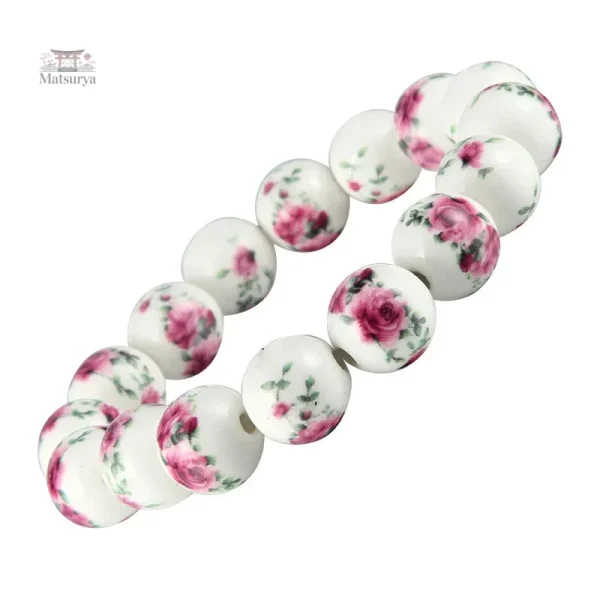 Bracelet élégant en céramique à fleurs