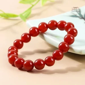 Bracelet japonais en perles de cornaline rouge