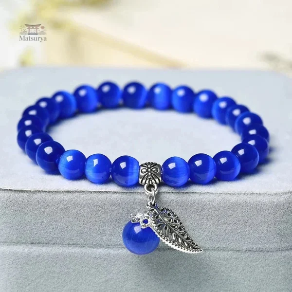 Bracelet artisanal japonais en perles d’œil de chat