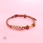 Bracelet artisanal en tressage japonais avec fleurs