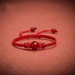 Bracelet japonais tressé en perles d'agate rouge