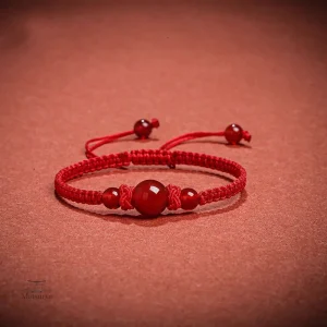 Bracelet japonais tressé en perles d'agate rouge