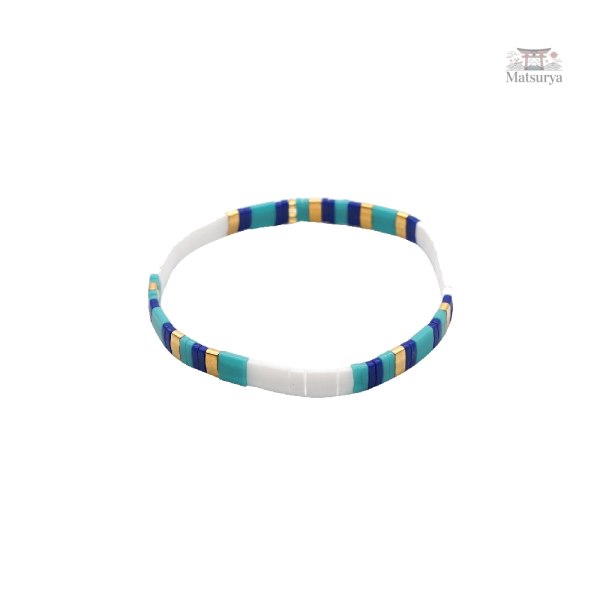 Bracelet en perles Miyuki de couleur bleue