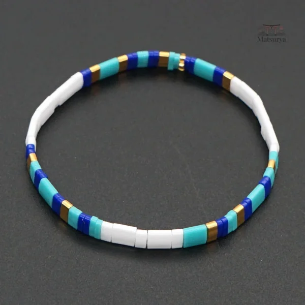 Élégant bracelet bleu en perles Miyuki