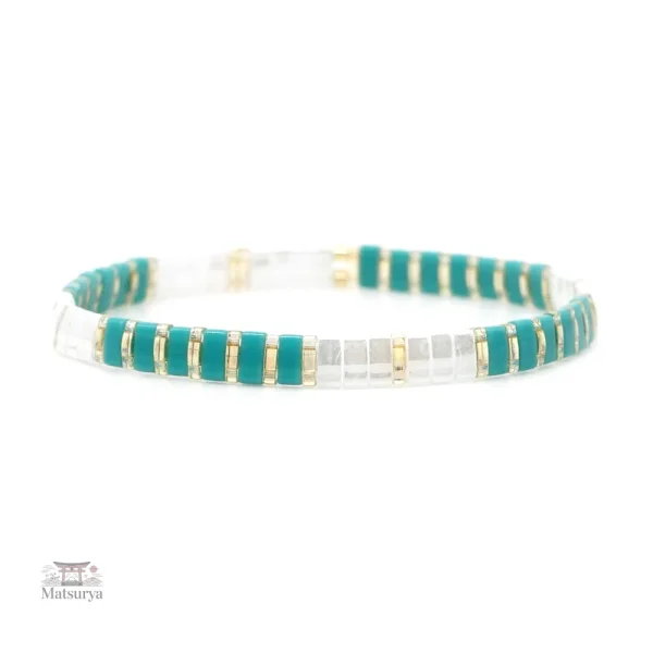 Bracelet artisanal Miyuki, bleu éclatant