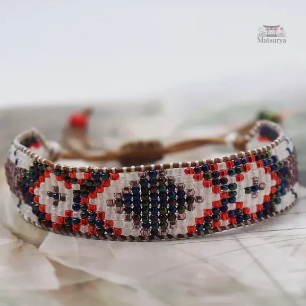 Bracelet Miyuki boho perlé géométriques en motifs colorés