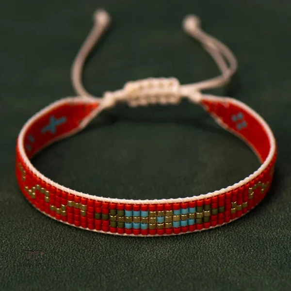 Bracelet Miyuki élégant en teinte rouge