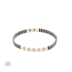 Bracelet Miyuki en or, noir et blanc, style moderne