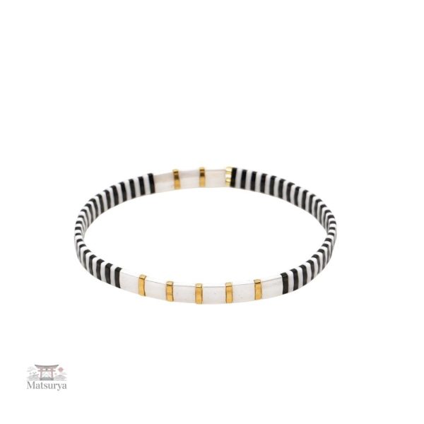 Bracelet Miyuki en or, noir et blanc, style moderne