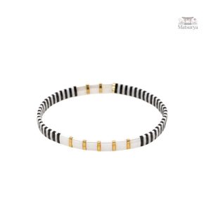 Bracelet Miyuki Tila avec motifs en or et noir