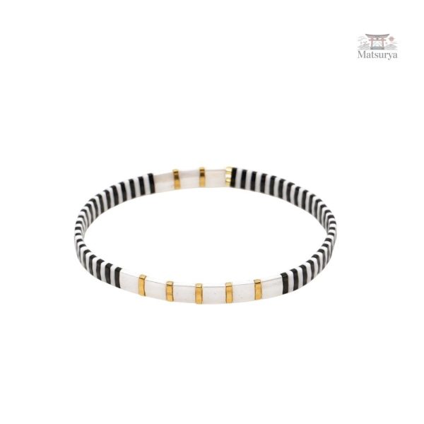 Bracelet Miyuki Tila avec motifs en or et noir
