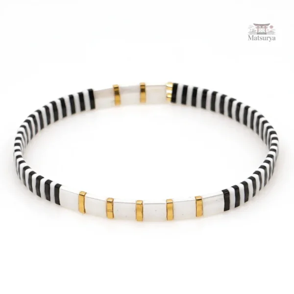Bracelet Miyuki Tila tendance, or noir et blanc