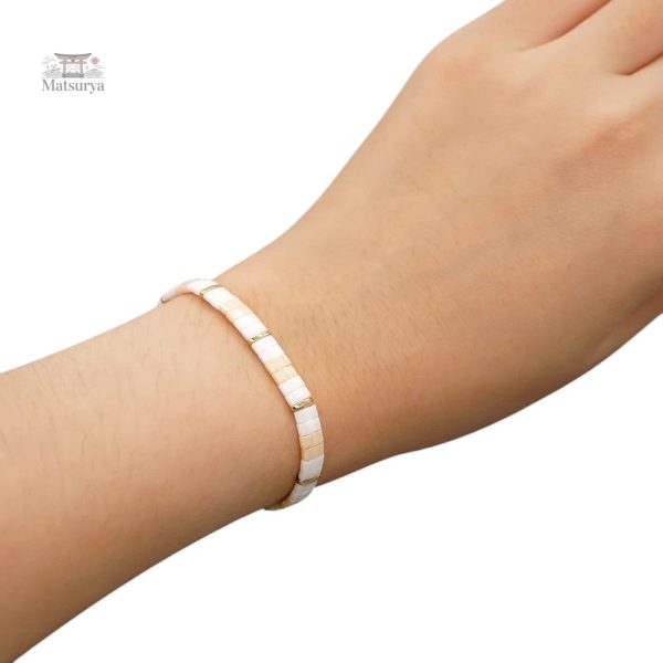 Bracelet Tila en perles rose et blanc