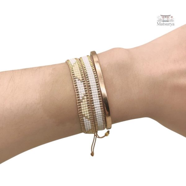 Bracelet tissé Miyuki en couleurs douces