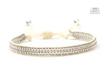 Bracelet en verre camel, tissage Miyuki artisanal