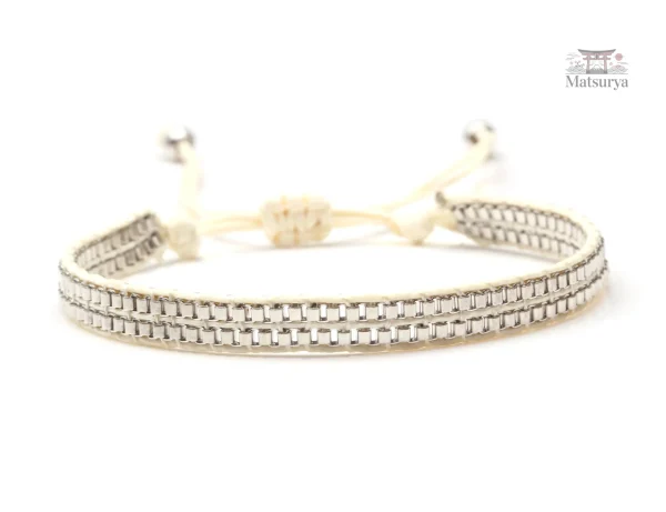 Bracelet en verre camel, tissage Miyuki artisanal