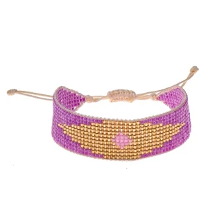 Bracelet Miyuki tissé mauvais Œil en perles colorées