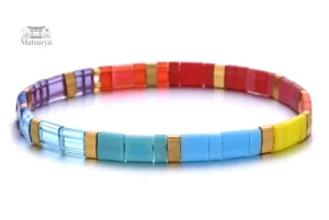 Bracelet Miyuki artisanal avec motifs en verre