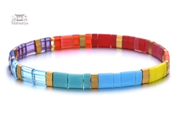 Bracelet Miyuki artisanal avec motifs en verre