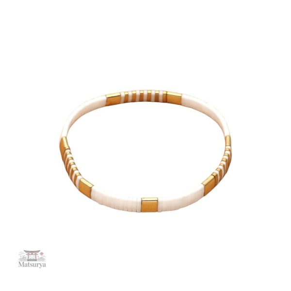 Bracelet Miyuki en perles Tila or blanc