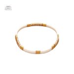 Perles Tila or blanc, bracelet Miyuki unique