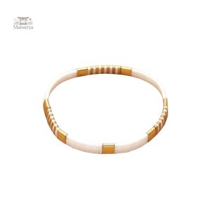 Perles Tila or blanc, bracelet Miyuki unique