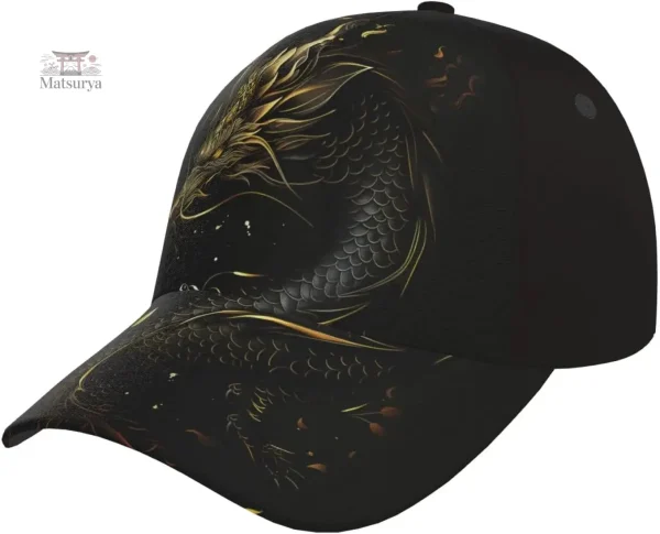 Casquette Japonaise avec motif de dragon stylisé