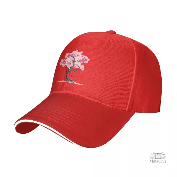 Casquette avec design de cerisiers en fleurs