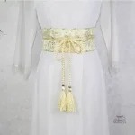 Ceinture japonaise Obi ornée de feuillages délicats