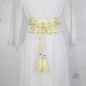 Ceinture japonaise Obi ornée de feuillages délicats