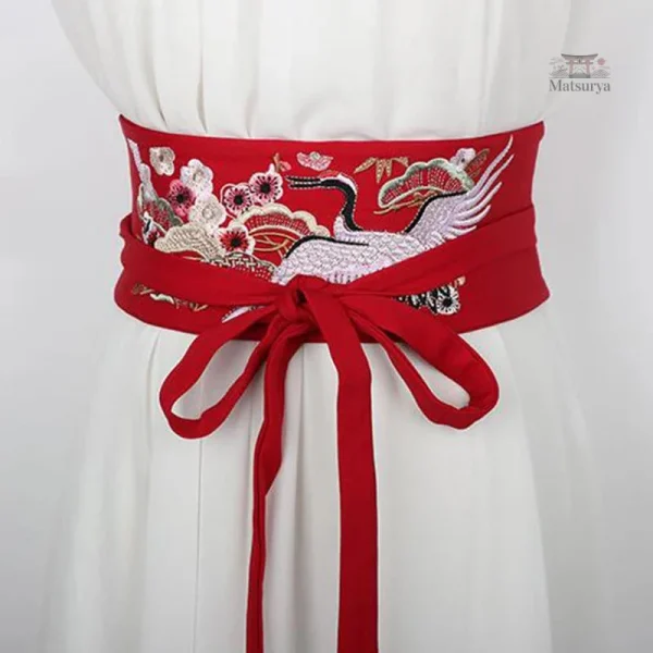 ceinture-japonaise-grues-1 Ceinture Obi avec motifs de grues japonaises