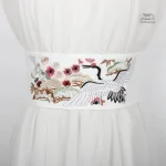 Ceinture japonaise ornée de grues élégantes