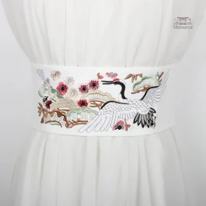 Ceinture japonaise ornée de grues élégantes