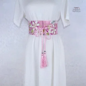 Ceinture Obi japonaise rose élégante