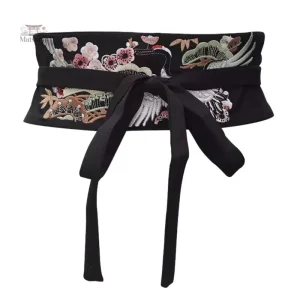 Ceinture obi brodée élégante en tissu