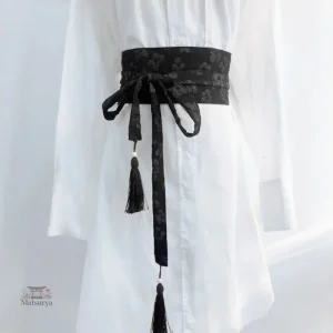 Ceinture obi noire élégante pour un style raffiné