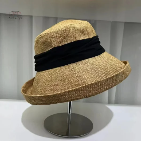 Chapeau en lin pour femme au style japonais traditionnel