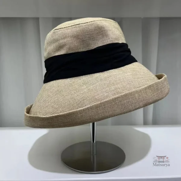 Accessoire féminin, chapeau japonais en lin respirant