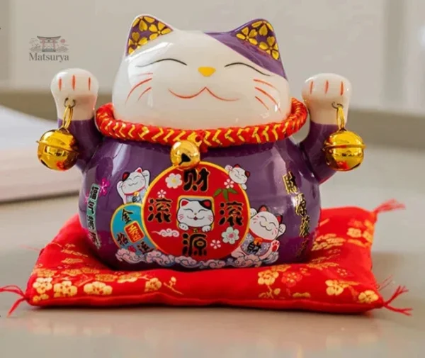 Maneki Neko porte bonheur japonais en céramique