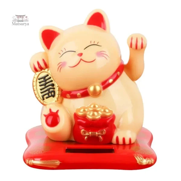 Chat porte bonheur Maneki Neko en céramique décorative