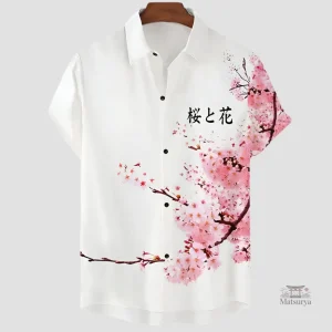 Chemise Japonaise Blanche Sakura élégante et raffinée
