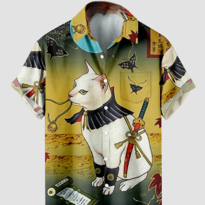 Chemise Japonaise avec motif de chat