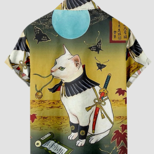Chemise japonaise élégante avec design chat