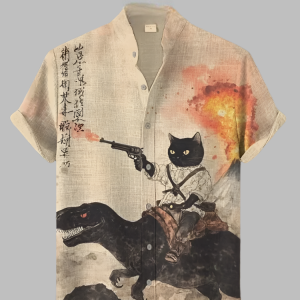 Chemise Japonaise Chat Rétro élégante et originale