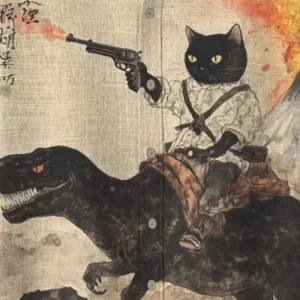 Chemise japonaise avec motif chat vintage