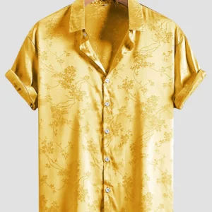 Chemise japonaise élégante avec motifs floraux